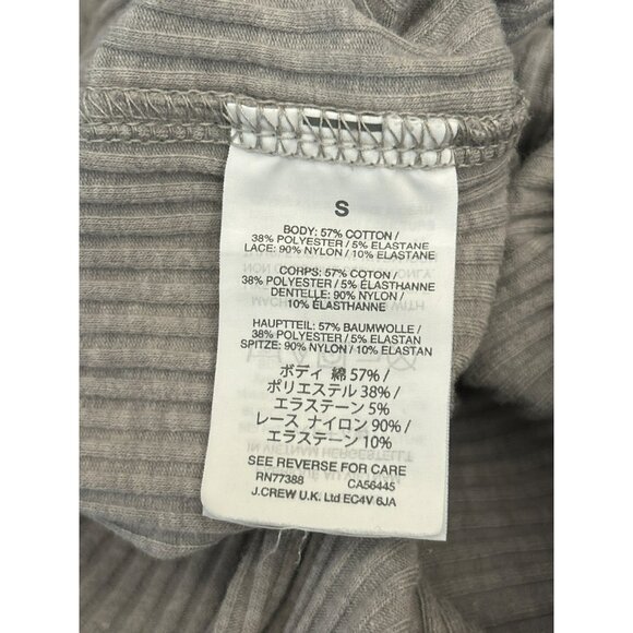 J Crew Women's Gray Ribbed Lace Tank Top Small Layer Delicate Cottagecore - Picture 5 of 6